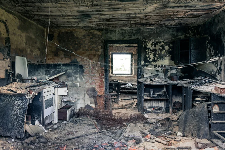 fire damage restoration Raleigh North Carolina — smoke and soot damage in residential property